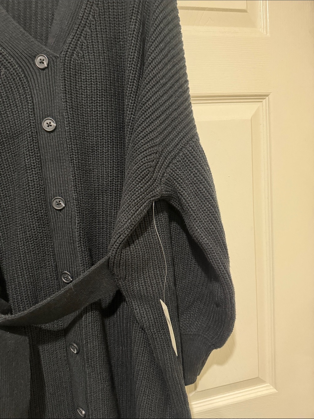 Anthropologie/Black Rib-Knit/Sweater/Button-Front Cardigan Dress/Coat/NWT! - Picture 9 of 15